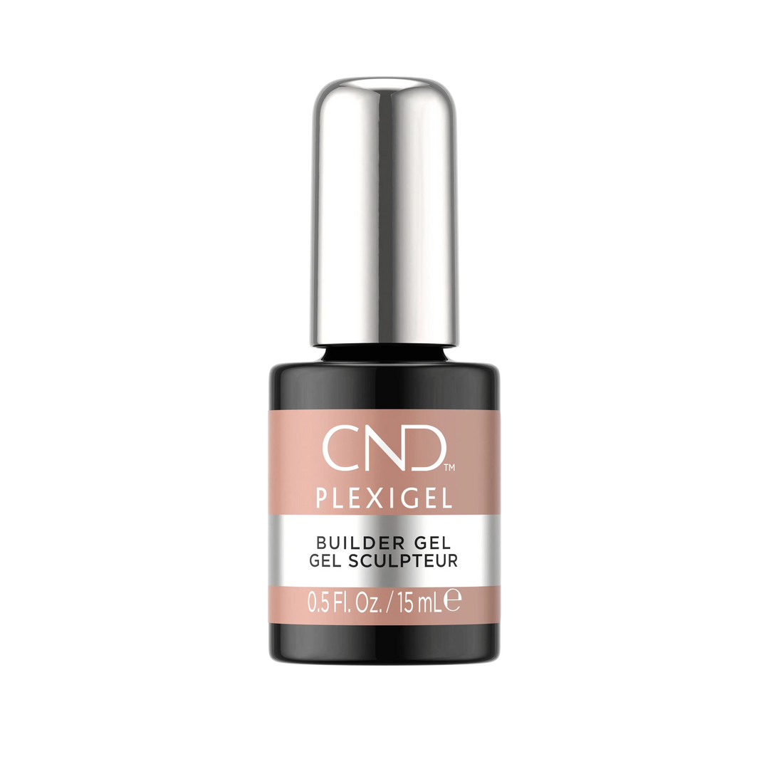 A bottle of CND PlexiGel Builder in Peach Moonstone color, indicating a nail enhancement product. Main image