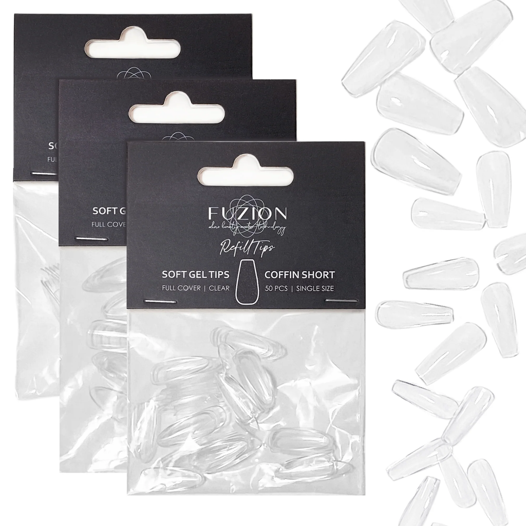 Fuzion Soft Gel Tips - Coffin Short