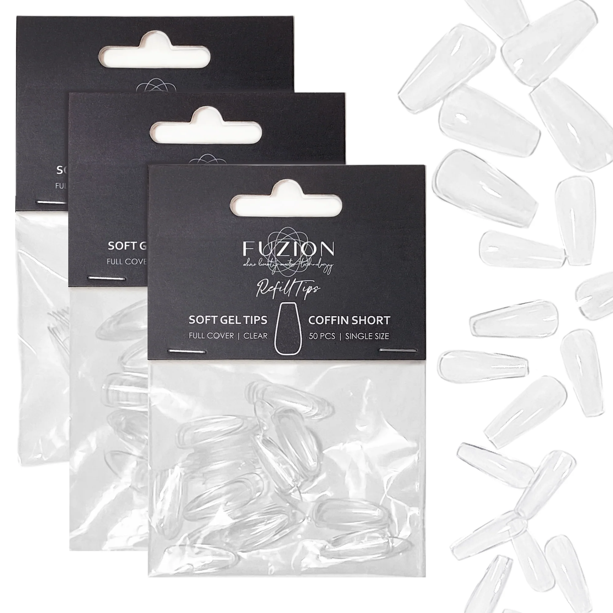 Fuzion Soft Gel Tips - Coffin Short
