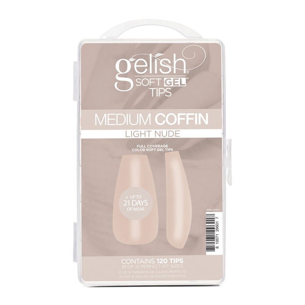 Gelish - Soft Gel Tips Medium Coffin Light Nude - 120ct