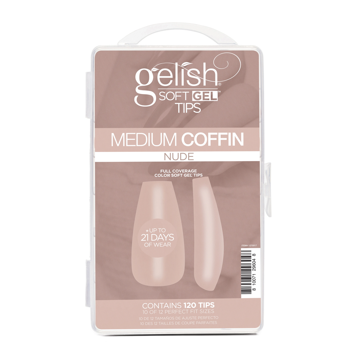 Gelish - Soft Gel Tips Medium Coffin Nude 120ct