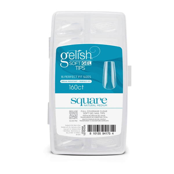Gelish - Soft Gel Tips Natural Medium - Square 160ct