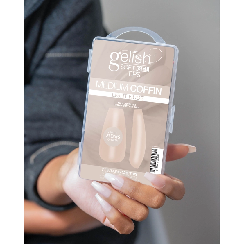 Gelish - Soft Gel Tips Medium Coffin Light Nude - 120ct