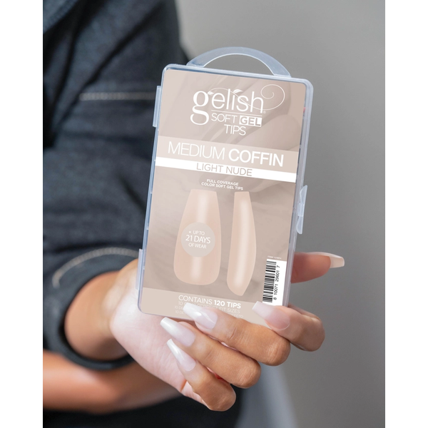 Gelish - Soft Gel Tips Medium Coffin Light Nude - 120ct