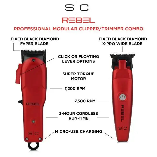 Stylecraft Rebel Clipper/Trimmer Set - Red