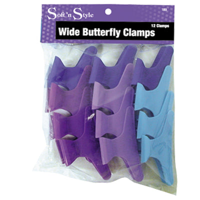 Soft N Style 3" Wide Butterfly Clamps - Colored (189) - 12pk