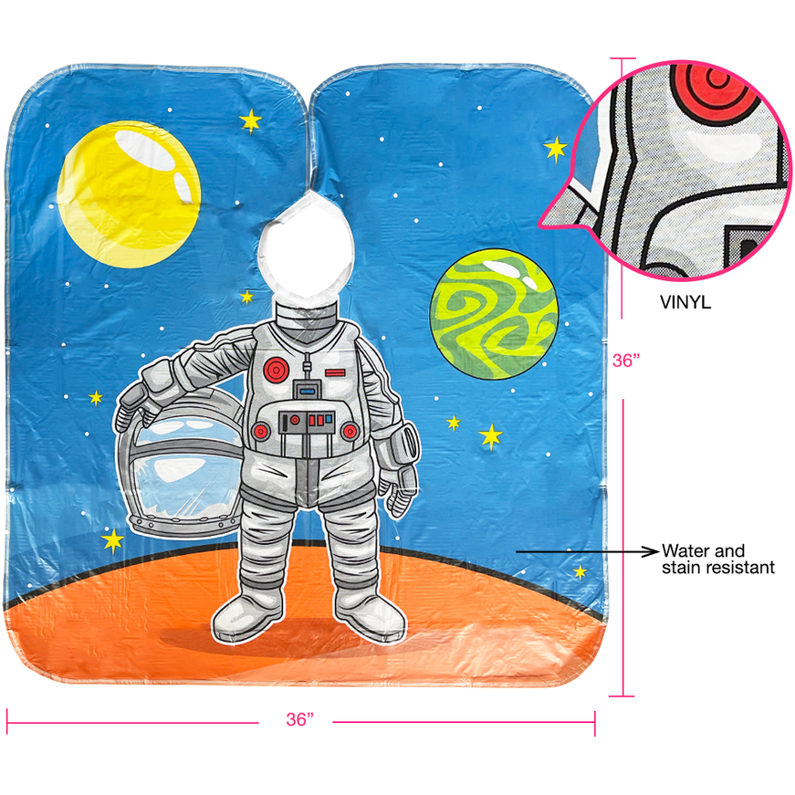 Betty Dain Princess & Astronaut Vinyl Kids Shampoo Cape 2pk (272)