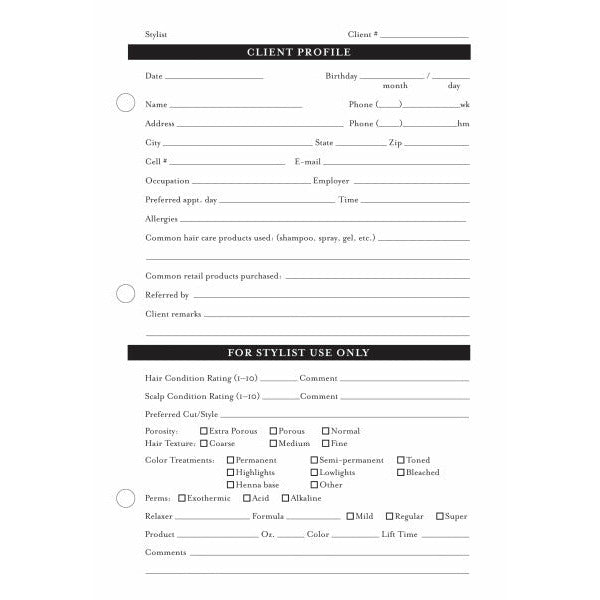 Diane Nail Tech Client Data Inserts - 80ct (391) Main image