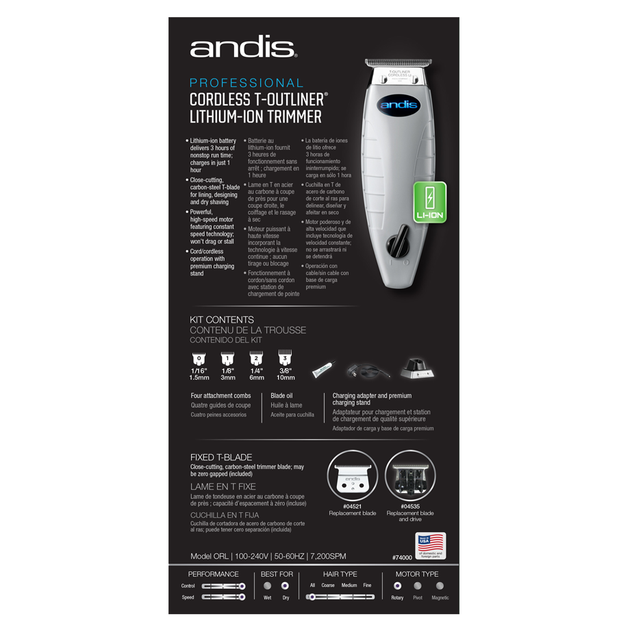 Andis Cordless T-Outliner Li Trimmer  #ORL