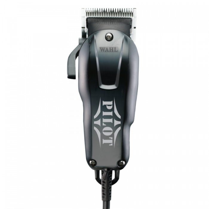 Wahl Pilot Clipper hair clipper with a black and gray color scheme, showing the front view with the brand name visible. Main image