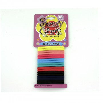 Colored Elastic Hair Bands - 18pk