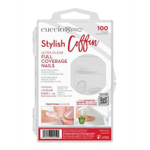 Cuccio Stylish Coffin Ultra Clear Nail Tips 100pk Main image