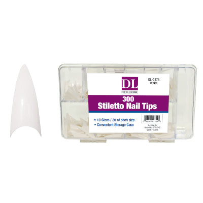 DL Pro 300pc Stiletto Nail Tips - White (DL-C476) Main image