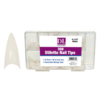 DL Pro 300pc Stiletto Nail Tips - Natural (DL-C477) Main image