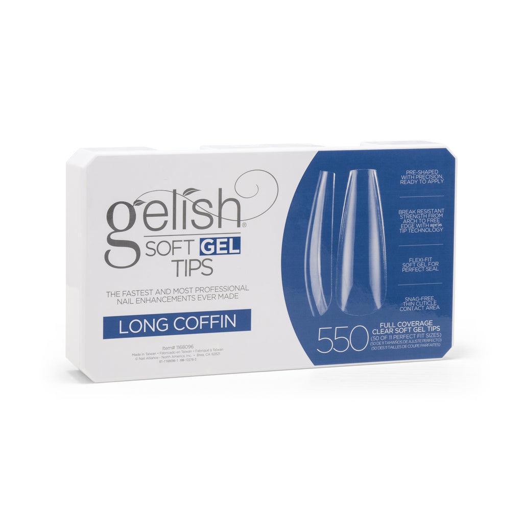Gelish Soft Gel Tips 550pk - Long Coffin