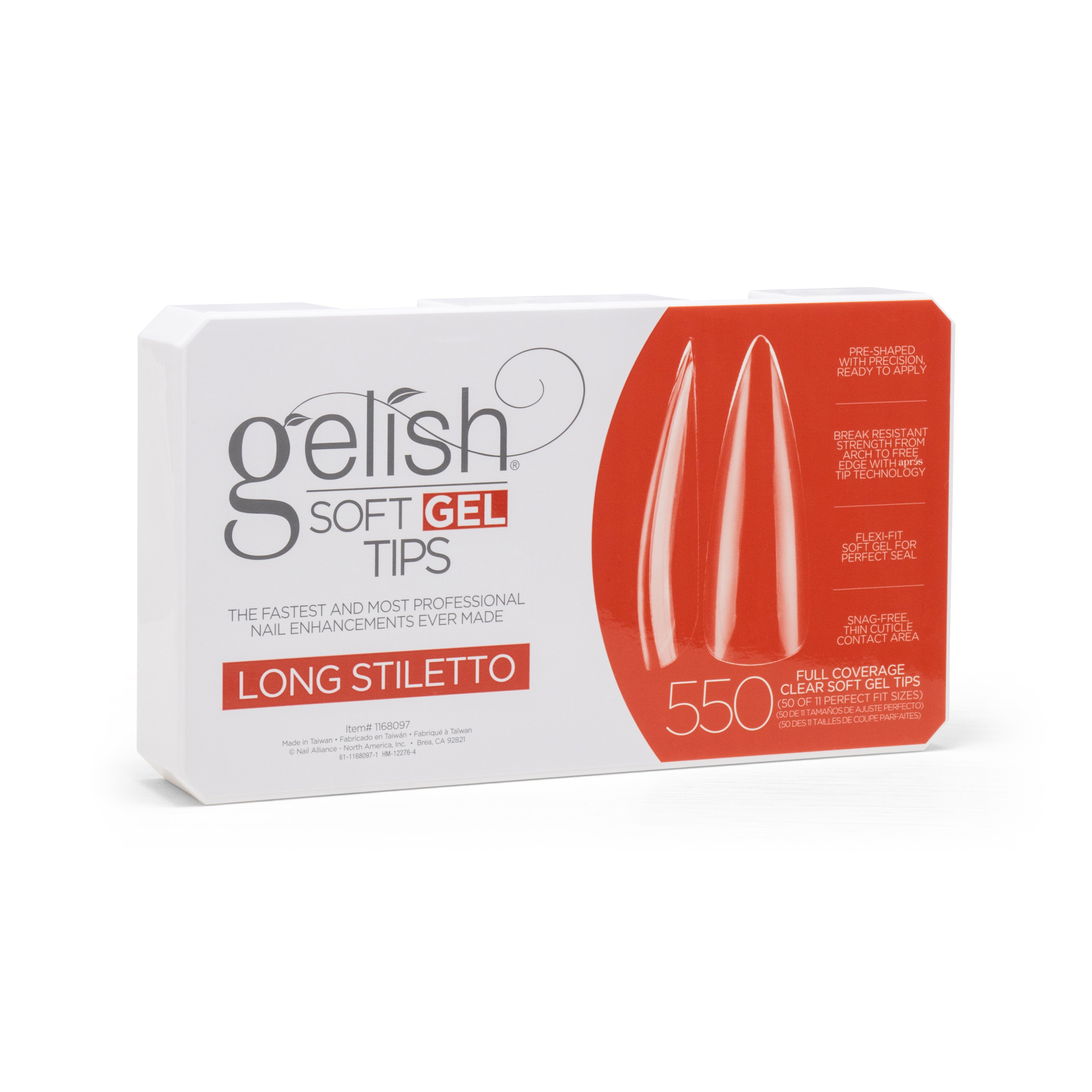 Gelish Soft Gel Tips 550pk - Long Stiletto Main image