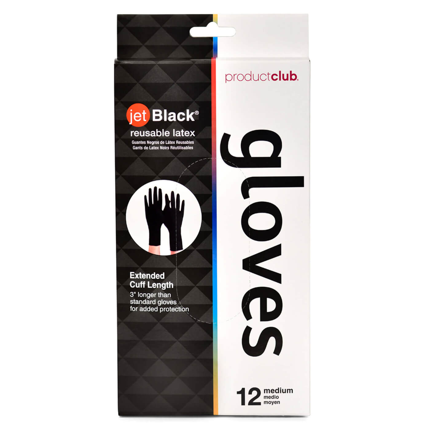 Product Club JetBlack Reusable Latex Gloves - Black (12pk)