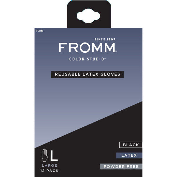 Fromm Reusable Latex Gloves - Black (12pk) Main image