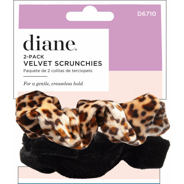 Diane Velvet Scrunchies - Leopard/Black 2pk (D6710) Main image