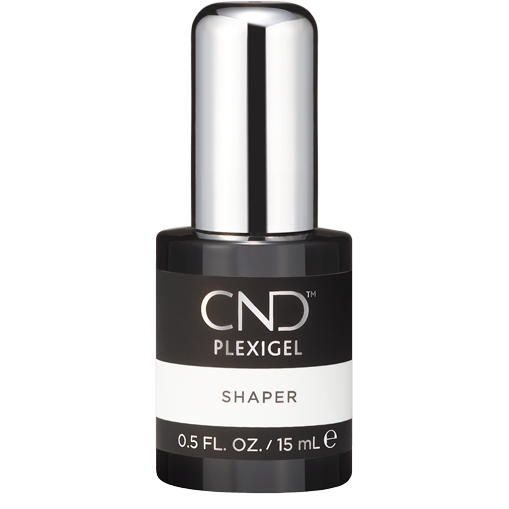 A bottle of CND PlexiGel Shaper with a black and white label, indicating 0.5 fl oz (15 ml) volume. Main image