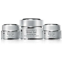 Three containers of CND Brisa Gel in different sizes, with the brand and product name visible on the labels.